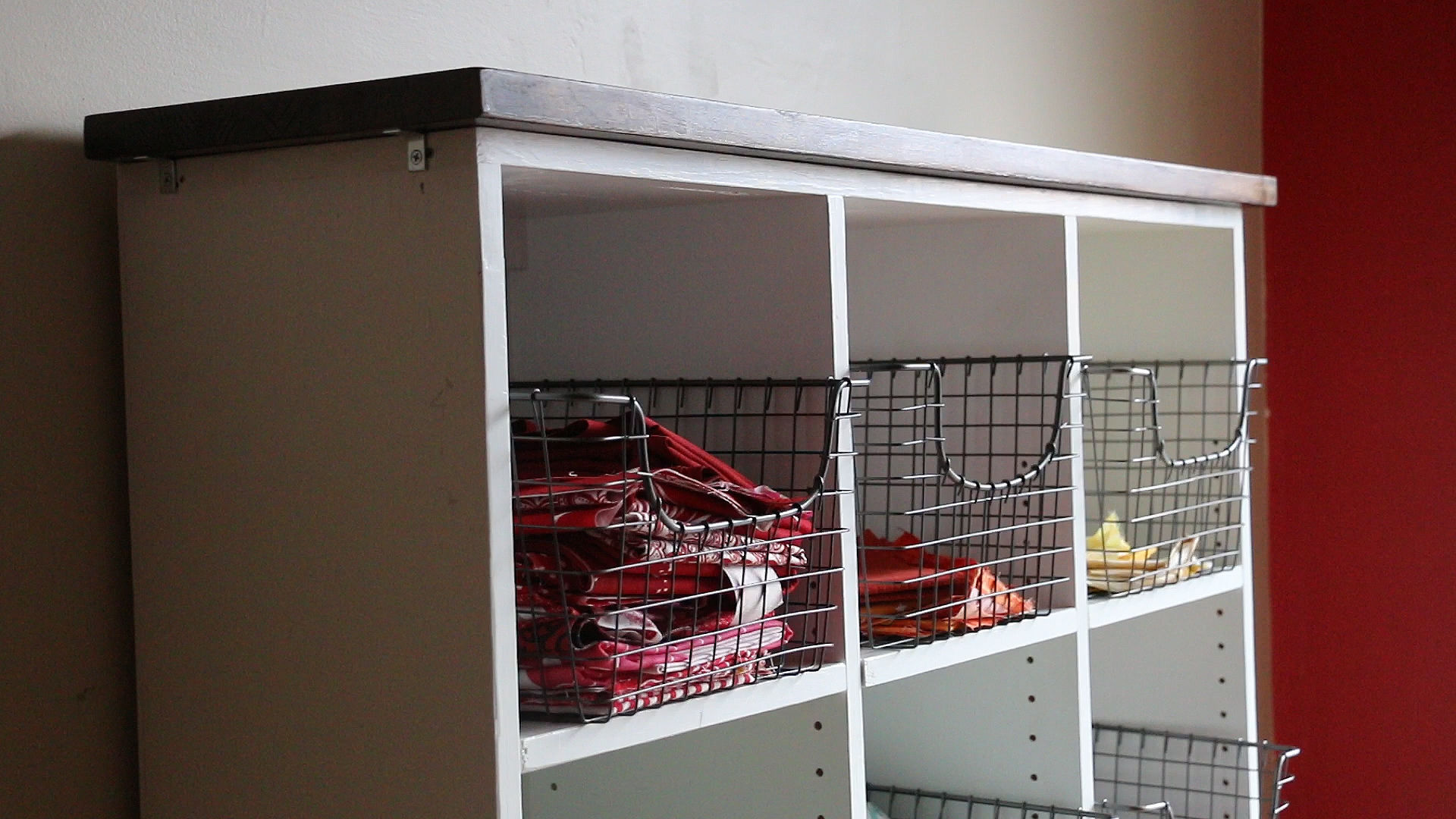 Sewing fabric shelves